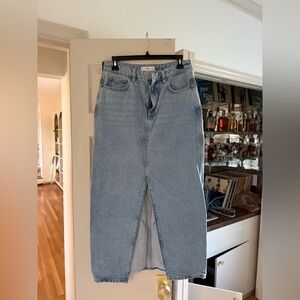 Mango Light Blue Denim Midi Skirt